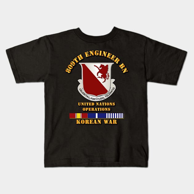 809th Engineer Bn - w Korea SVC Ribbon Kids T-Shirt by twix123844